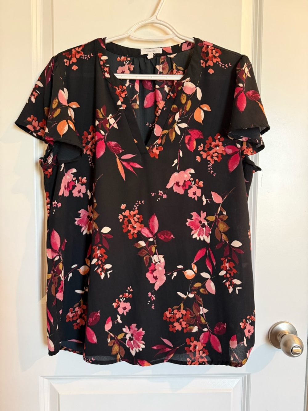 Maurices Black Flutter Sleeve Blouse